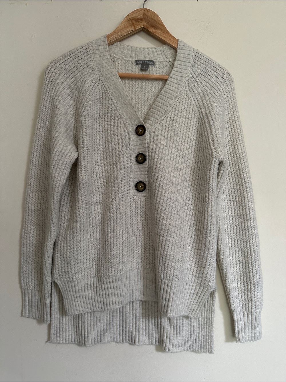 Falls Creek V-Neck Button Ribbed Sweater